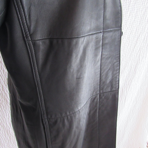 Y2K Lamb Leather Sleek Black Jacket Womens 7/8 S Patchwork Design Express - Picture 13 of 16